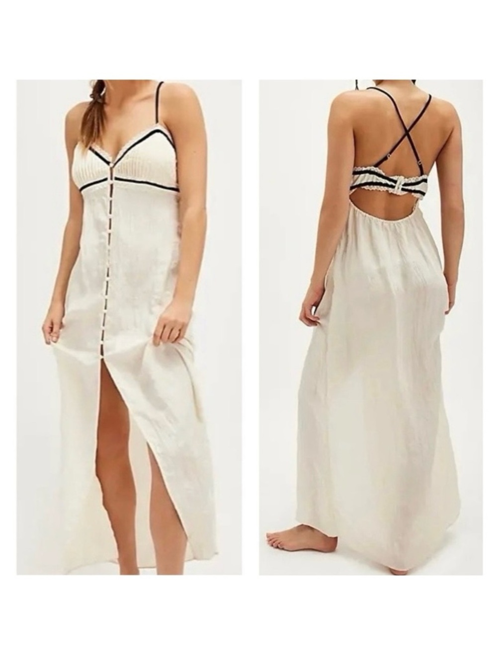 NWT FREE PEOPLE Intimately FP Brighter Days Maxi Slip Dress Whisper White M